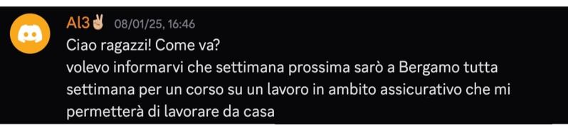 Secondo messaggio di Alessia durante il percorso